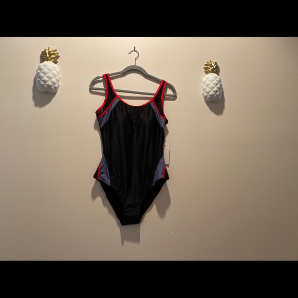 SEXY BLACK ONE PIECE SWIMSUIT WITH MESH INSERT - Picture 1 of 6